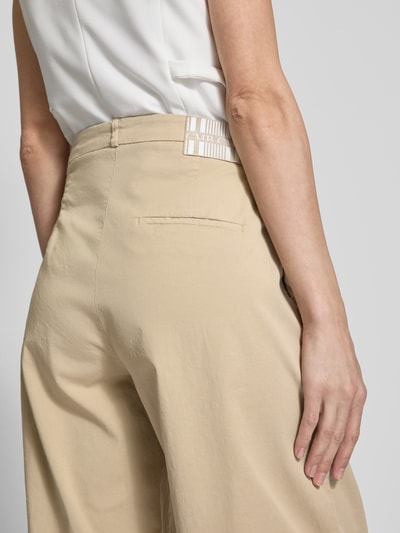 Cambio Wide fit broek met bandplooien, model 'EREN' Zand - 3