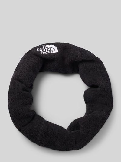Produktfoto, schwarzer Fleece Schal mit weißem Logo-Stitching und Tunnelzug, Loop-Design, Schal mit Logo-Stitching Modell 'Bark' von The North Face