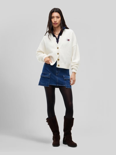 Tommy Jeans Kardigan rozpinany o kroju relaxed fit z dodatkiem wełny z alpaki i dodatek wełny Biały 1