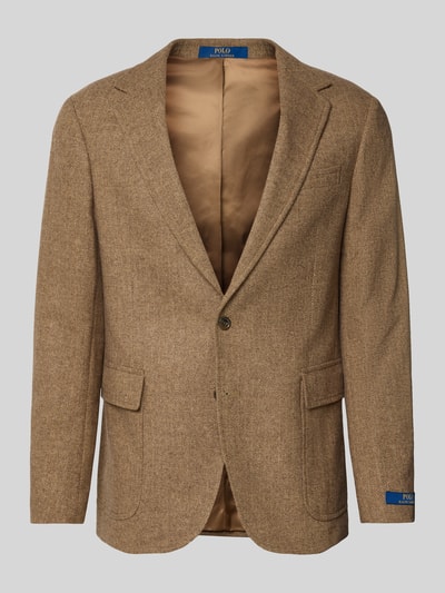 Polo Ralph Lauren Wollen colbert met klepzakken, model 'HERRINGBONE' Lichtbruin - 2