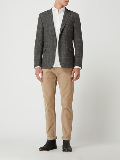 Strellson Slim fit 2-knoops colbert met rasterruit, model 'Alzer' Middengrijs - 1