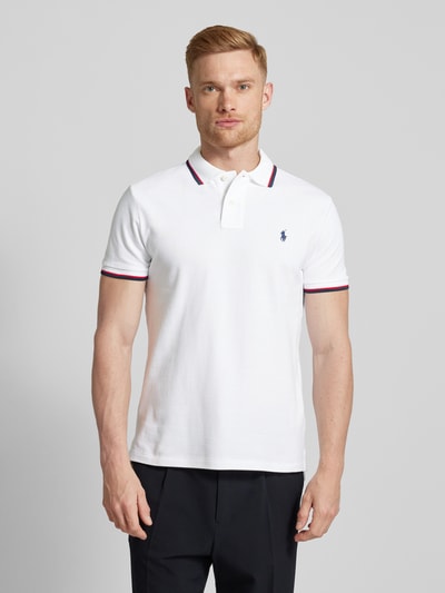 Polo Ralph Lauren Koszulka polo o kroju custom slim fit z wyhaftowanym logo Biały 4