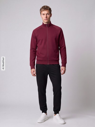 BOSS Green Sweatjacke mit Logo-Prägung Bordeaux 1