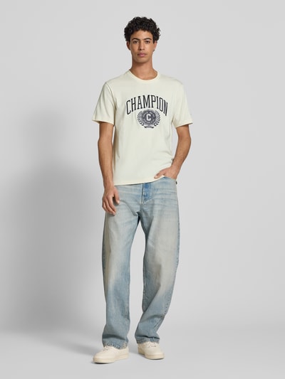 CHAMPION T-Shirt mit Label-Print Offwhite 1