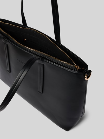 Seidenfelt Shopper in leerlook, model 'Eiby' Zwart - 5