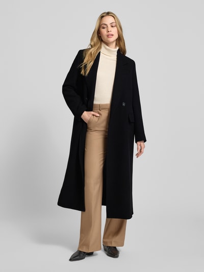 Windsor Regular fit lange jas van scheerwolmix met kasjmier Zwart - 1