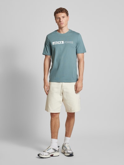 Jack & Jones T-shirt met labelprint, model 'CONEO' Oceaanblauw - 1