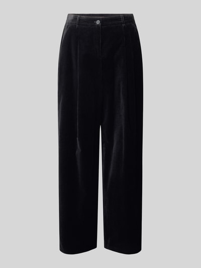Produktfoto, schwarze Cordhose mit weitem Bein, Eingrifftaschen und elastischem Bund, Cordhose mit Eingrifftaschen von windsor., Baumwoll-Elasthan-Mix