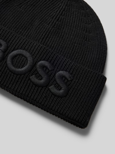 BOSS Czapka beanie z wyhaftowanym logo model ‘Afox’ Czarny 2