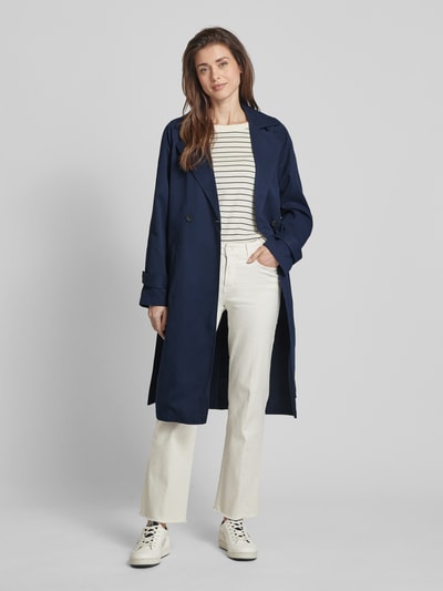 Vero Moda Outdoor Trenchcoat met strikceintuur, model 'LOU' Marineblauw - 1