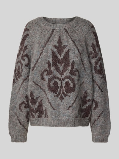 MOS MOSH Gebreide pullover van alpacamix, model 'Daya' Middengrijs - 1