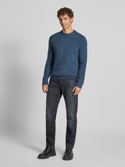 Christian Berg Men Gebreide pullover van wolmix  Donkerblauw - 1