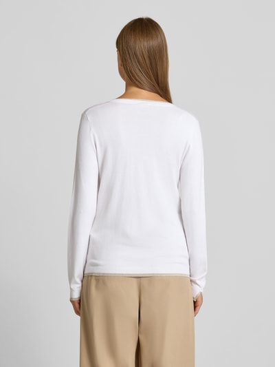 Liu Jo White Pullover mit V-Ausschnitt und Effektgarn Offwhite 5