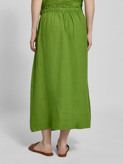 Selected Femme Uitlopende midirok van puur linnen, model 'LINNA' Grasgroen - 5