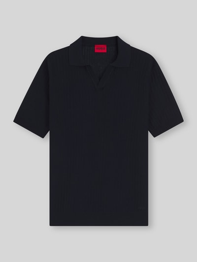 HUGO Regular Fit Poloshirt aus Baumwoll-Leinen-Mix Modell 'SEEMANT' Marine 2