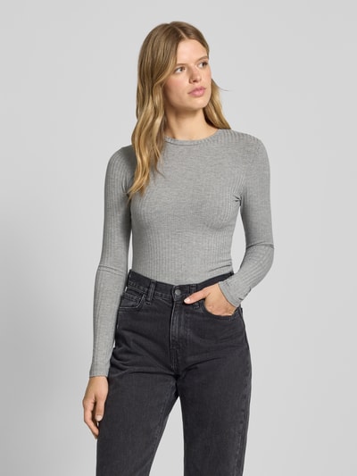 EDITED Bluzka z długim rękawem i okrągłym dekoltem model ‘Ginger’ Średnioszary 4