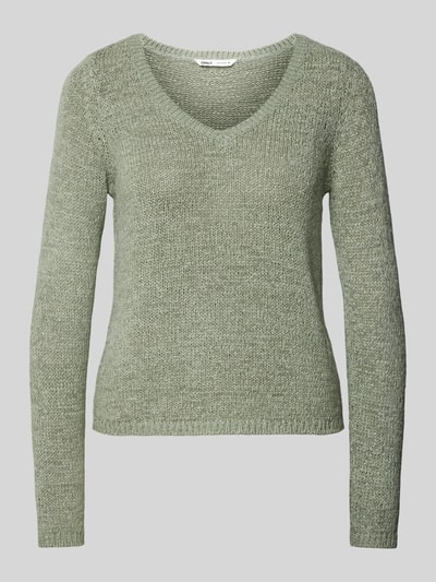 Only Regular Fit Strickpullover mit V-Ausschnitt Modell 'GEENA' Schilf 2