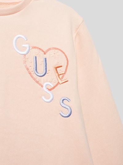 Guess Bluza z wyhaftowanym logo Morelowy 2