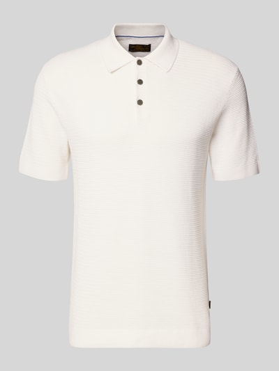 Produktfoto, Regular Fit Poloshirt mit Strukturmuster Modell 'Riley' von Jack & Jones Premium in Cremeweiß, reine Baumwolle, kurzärmeliges Design