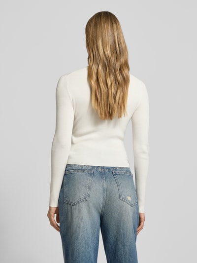 HUGO Slim Fit Strickshirt aus Viskose-Mix Modell 'SHARPA' Offwhite 5