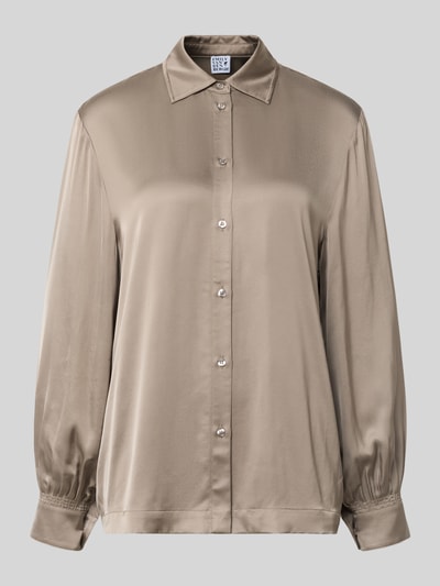 Emily Van den Bergh Regular fit blouse van viscose met knoopsluiting Middenbruin - 2