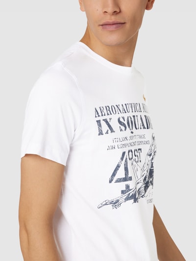 Aeronautica Militare T-shirt z nadrukiem z logo Złamany biały 3