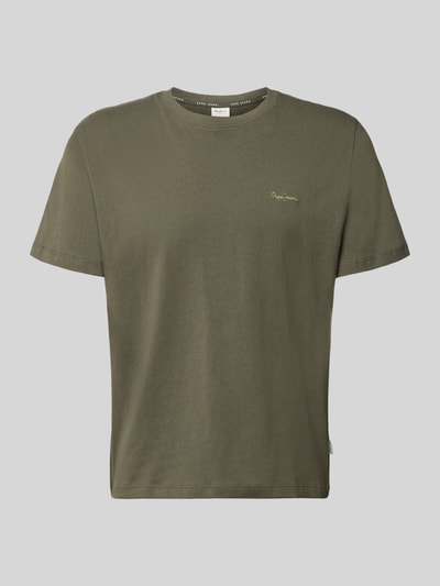 Produktfoto, Regular Fit T-Shirt aus reiner Baumwolle Modell 'CONNOR' von Pepe Jeans, kolor jednolity, jersey, logo-patch, krótki rękaw, dekolt okrągły
