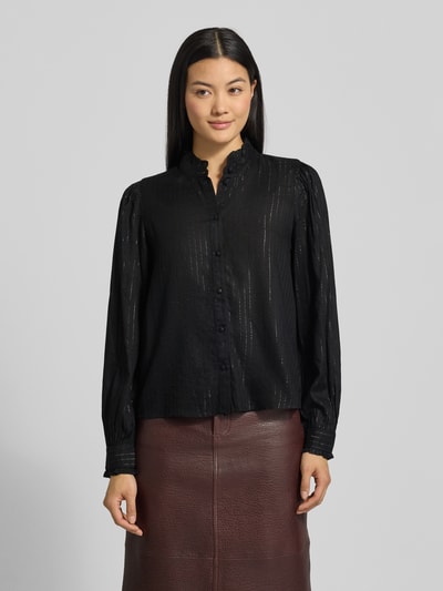 Vero Moda Regular fit blouse met lange mouwen van viscosemix, model 'BUMPY' Zwart - 4