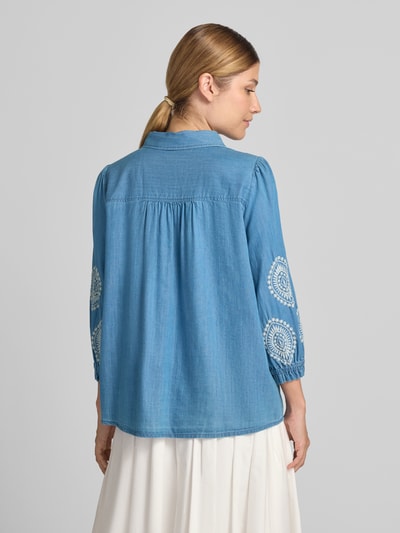 MORE & MORE Regular Fit Bluse in Denim-Optik mit Stitchings Jeansblau 5