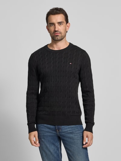 Tommy Hilfiger Regular fit gebreide pullover van zuiver katoen Zwart - 4