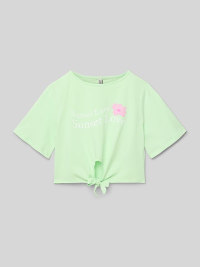 Blue Effect Cropped T-Shirt mit Label-Print Hellgruen 1