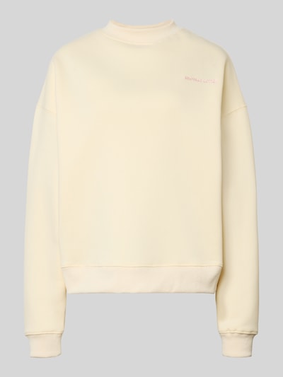 Produktfoto, Relaxed Fit Sweatshirt mit Stehkragen von Another Cotton Lab aus Baumwoll-Mix, Logo-Stitching, elastische Abschlüsse, cremefarben