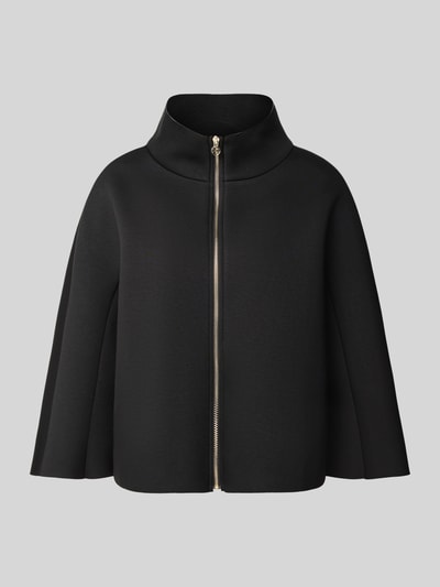 Produktfoto, Jacke aus Viskose-Mix mit Stehkragen von Rinascimento, schwarz, lockere Passform, glatte Textur, Reißverschluss, Label-Detail