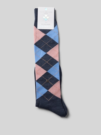 Burlington Kniekousen met argyleprint, model 'Marylbone' Blauw - 3