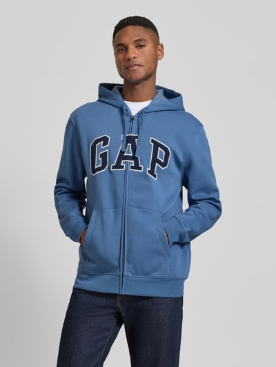GAP sweatjack met logo en kangoeroezak Jeansblauw - 4