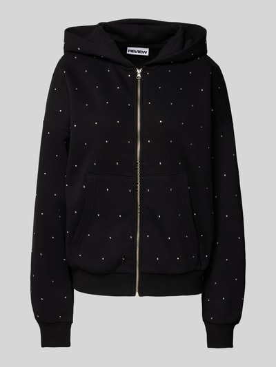 Review Sweatjacke mit Label-Print Black 1