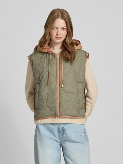 Weekend Max Mara Boxy Fit Weste mit seitlichen Knopfleisten Modell 'LEVANTE' Khaki 6