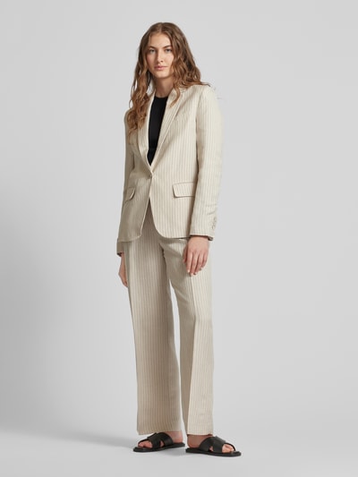 Mango Leinenblazer mit Streifenmuster Modell 'BRIONES' Beige 1