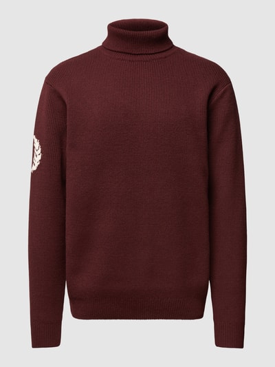 Fred Perry Strickpullover mit Rollkragen Bordeaux 2