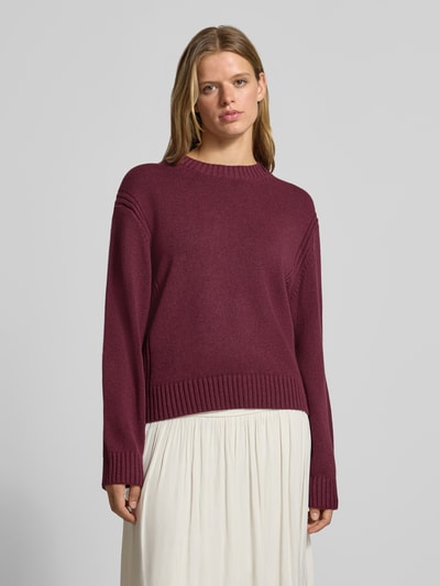 NOISY MAY® Relaxed Fit Pullover aus Baumwoll-Mix in Strick-Optik Pflaume 4