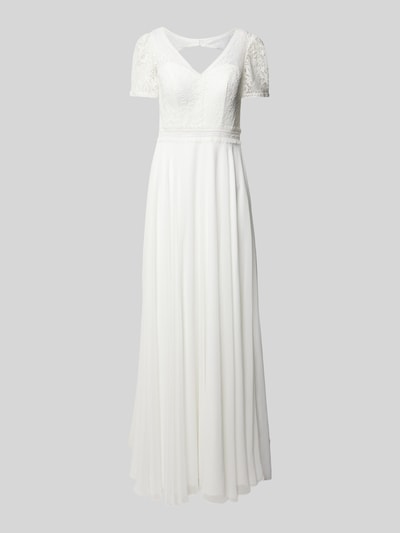 Luxuar Abendkleid mit Häkelspitze Offwhite 1