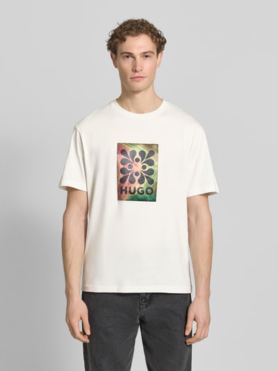 HUGO Regular Fit T-Shirt aus reine Baumwolle Modell 'DAMORU' Kitt 4