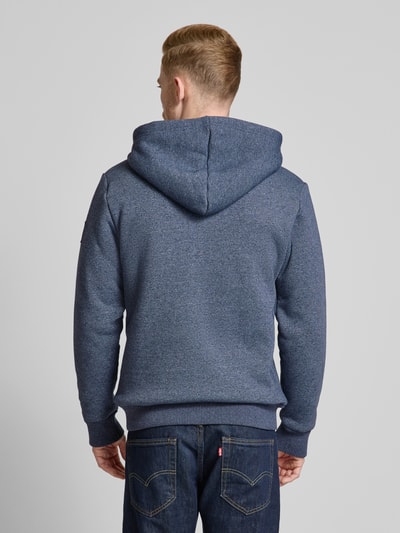 Tom Tailor Regular fit sweatjack in gemêleerde look met labelpatch Donkerblauw - 5