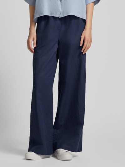 Esprit Wide leg linnen broek in denimlook Marineblauw - 4