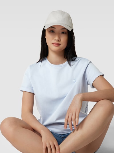 OPUS T-Shirt mit Motiv-Stitching Modell 'Serz' Hellblau Melange 3