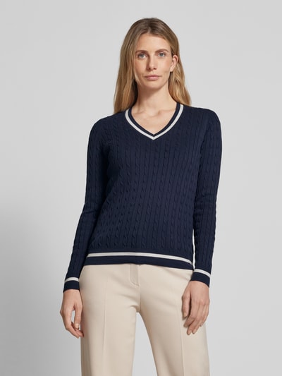 Christian Berg Woman Strickpullover mit gerippten Abschlüssen Dunkelblau 4