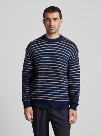 BOSS Orange Gebreide pullover met ronde hals, model 'Aturn' Donkerblauw - 4