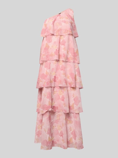 Productfoto, uitlopende maxi-jurk met bloemenprint, ruches, asymmetrische halslijn, volantzoom, chiffon, model 'FELICIA' van Vero Moda