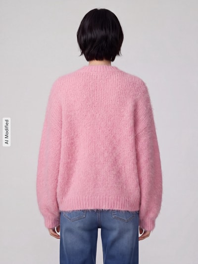 VERO MODA Loose Fit Strickjacke mit Ballonärmeln Modell 'MAYBE' Pink 5