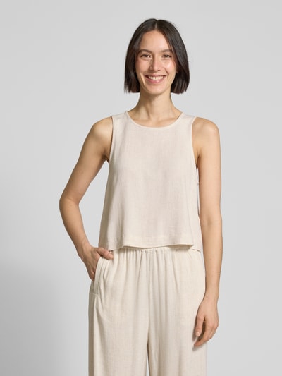 Jake*s Casual Loose Fit Crop Top aus Viskose-Leinen-Mix Beige 4